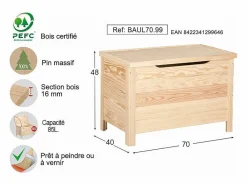 Astigarraga Baúl Y Arcón | Caja de almacenamiento de pino 85L