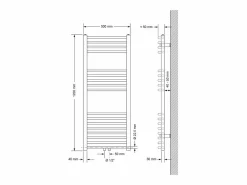 Calentador de toallas no eléctrico Sahara, 500 x 1200 mm, , conexión central < LuxeBath Clearance