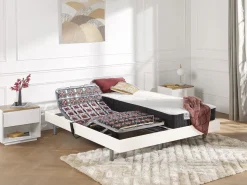 Cama articulada eléctrica somier colchón látex 3 zonas 2 x 70 x 190 cm tela beige JOFAR < Ysmée Online
