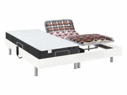 Cama articulada eléctrica somier colchón látex 3 zonas 2 x 70 x 190 cm tela beige JOFAR < Ysmée Online