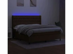 Cama box spring colchón luces LED tela marrón oscuro 180x200cm < Clicnbuy Hot