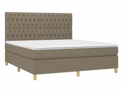 Cama box spring colchón y luces LED tela gris taupe 180x200 cm < Clicnbuy Discount