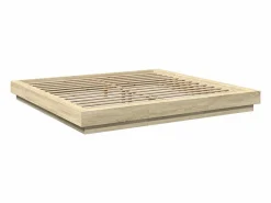 Cama Adulto * Cama matrimonial- 200x200 cm madera de ingeniería roble Sonoma ES909910 Marru00f3n