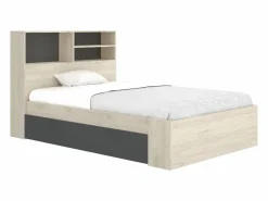 Cama 120 x 190 cm con almacenaje en color natural y antracita + somier - VARDIEL < Vente-unique Discount