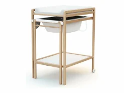 AT4 Mueble De Bebé | Cambiador bebé con bañera ESSENTIEL madera - Haya Barnizada - 147,5 x 58 x 94 cm
