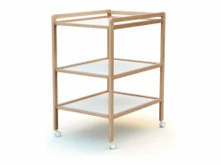 AT4 Mueble De Bebé | Cambiador bebé 2 estantes LILO madera - Haya Barnizada - 54 x 74 x 94 cm