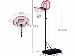 Canasta de baloncesto blanco y negro 73x49x249 cm < Homcom Clearance