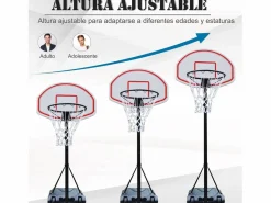 Canasta de baloncesto blanco y negro 73x49x249 cm < Homcom Clearance
