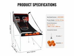 Canasta de Baloncesto SucceBuy, Juego Arcade de Baloncesto Plegable de Doble Tiro para Interiores, 2 Jugadores, 4 Pelotas < Hot