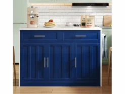 Carrito de cocina - Isla de cocina con 2 cajones y 3 puertas - toallero y cable de alimentación de 1,5 m < Discount