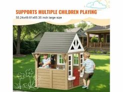 Cabaña Infantil * Casita de Juegos Infantil SucceBuy de Madera con Puerta, Ventana y Lavabo