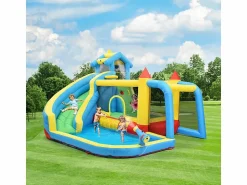 DripeX Castillo Hinchable * Castillo inflable para niños de 3 a 10 años, con soplador - carga máxima de 135 kg - 364x315x239cm Azul