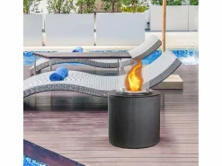 Brasero * Chimenea de bioetanol brasero de suelo para jardín para interior y exterior MODIGLIANI Hierro fundido d.36 x h56 Gris