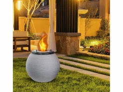 Brasero * Chimenea de bioetanol brasero de suelo para jardín para interior y exterior BOTTICELLI Corda d.40 x h54 Beige