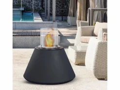 Brasero * Chimenea de bioetanol brasero de suelo de jardín para interior y exterior STROMBOLI Antracita d.60 x h56 Negro