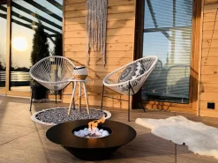 Brasero * Chimenea de bioetanol para jardín exterior redonda negra SANTORINI de 60 cm de diámetro Negro