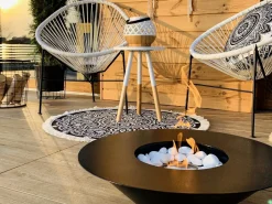 Brasero * Chimenea de bioetanol para jardín exterior redonda negra SANTORINI de 60 cm de diámetro Negro