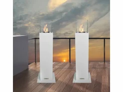Brasero * Chimenea de bioetanol para jardín y exterior Capri 110 blanca Blanco