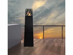Brasero * Chimenea de bioetanol para jardín exterior Vulcano Nero 40x40x145 Negro