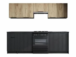 Cocina 240 cm estilo roble y carbón Justin < MSO Sale