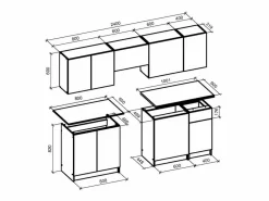 Cocina 240 cm estilo roble y carbón Justin < MSO Sale