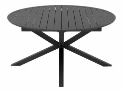 Comedor de jardín de aluminio: una mesa redonda extensible L.150/200 cm y 6 sillones apilables - Antracita - VELYRA de < MYLIA Outlet