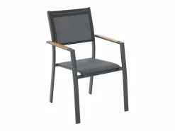 Comedor de jardín de aluminio: una mesa extensible L.205/286,5 cm y 6 sillones apilables - Antracita - MACILA de < MYLIA Clearance