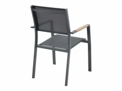 Comedor de jardín de aluminio: una mesa extensible L.205/286,5 cm y 6 sillones apilables - Antracita - MACILA de < MYLIA Clearance