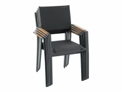 Comedor de jardín de aluminio: una mesa extensible L.205/286,5 cm y 6 sillones apilables - Antracita - MACILA de < MYLIA Clearance