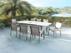 Comedor de jardín de aluminio con mesa extensible 180/240 y 8 sillas - NAURU de < MYLIA Best