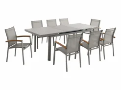 Comedor de jardín de aluminio con mesa extensible 180/240 y 8 sillas - NAURU de < MYLIA Best