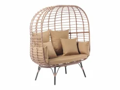 Conjunto de exterior Jane - Sillón colgante de efecto ratán y reposapiés de gran tamaño con cojín < Concept-Usine Online