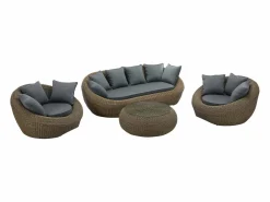 Conjunto de jardín completo de resina trenzada natural oscuro - WHITEHEAVEN de < MYLIA Outlet