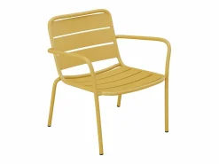 Conjunto de jardín de metal - 2 sillones bajos apilables mesas nido - Amarillo de < MYLIA Hot