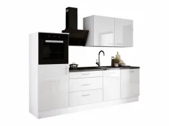 Cocina Completa * Conjunto de cocina: Mate, Brillo, dimensiones: largo: 250 cm, alto: 220 cm, fondo: 60 cm Blanco