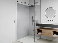 Conjunto de 2 paneles de ducha con efecto de cemento pulido - L90 x L120 x Alt. 210 cm - ARFINO < Vente-unique Outlet