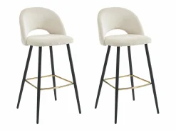Conjunto de 2 taburetes de bar de pana y metal - - FINCHY by Pascal Morabito < Vente-unique Discount