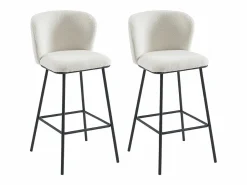Conjunto de 2 taburetes de bar en tela bouclé y metal - - SENORASE < Vente-unique New