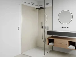 Conjunto 2 paneles de ducha de aluminio con perfiles - L90 x L120 x 210 cm - ITZIAR < Vente-unique Outlet