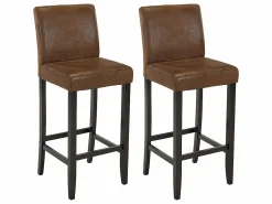 Conjunto 2 taburetes bar SANTOS - Aspecto piel envejecida < Vente-unique New