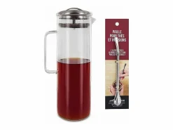 Decantador de té helado 1,5 litro + pajita de acero inoxidable con filtro < Sale