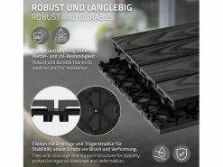 ECD Germany Baldosas para exterior de WPC antracita 30x30cm efecto madera 33 piezas para 3m² con sistema clic, losas para terraza, balcón o patio < ML-DESIGN Clearance