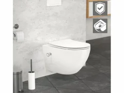 ECD Germany Inodoro suspendido sin brida, largo 52 cm, , con función bidé, revestimiento Nano, de cerámica, tapa de inodoro, cierre suave, cisterna < LuxeBath Online