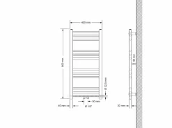 ECD Germany Toallero Eléctrico * Radiador de baño Calentador de Toallas Radiador 400 x 800 mm Antracita Recto con conexión Central Radiador Secadora Incl. Termostato con paso al suelo Gris antracita