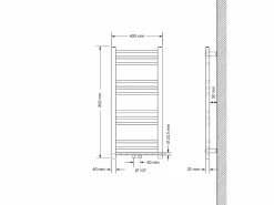 ECD Germany Toallero Eléctrico | Radiador de baño Calentador de Toallas Radiador 400 x 800 mm Antracita Recto con conexión Central Radiador Secadora Incl. Termostato con paso universal