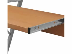 Clicnbuy Mesa De Ordenador * Escritorio compacto de ordenador con bandeja de teclado marrón Marru00f3n