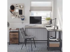 Calicosy Escritorio Rinconero * Escritorio de esquina con estante de 2 niveles estilo industrial Beige