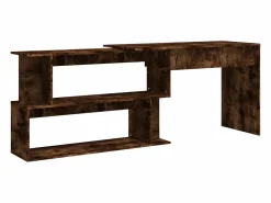 Clicnbuy Escritorio Rinconero * Escritorio de esquina contrachapada roble ahumado 200x50x76 cm Marru00f3n