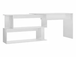 Clicnbuy Escritorio Rinconero * Escritorio de esquina contrachapada brillo 200x50x76 cm Blanco