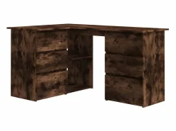 Clicnbuy Escritorio Rinconero * Escritorio de esquina contrachapada roble ahumado 145x100x76cm Marru00f3n